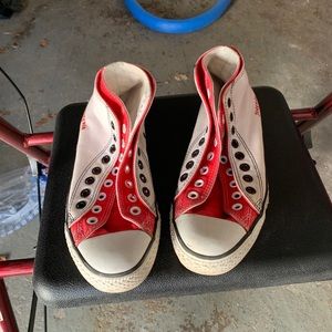 white and red converse